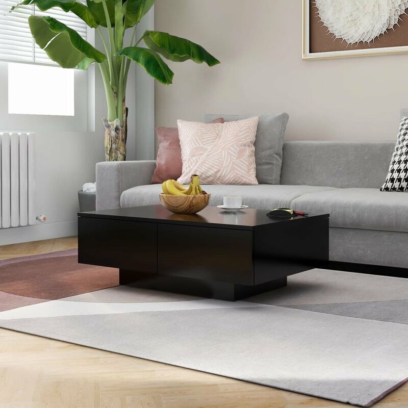 

Mesa de centro de aglomerado negro 90x60x31 cm