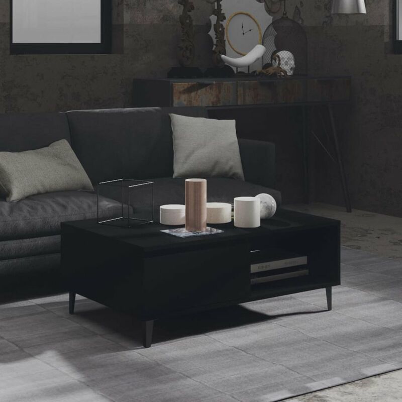 

Mesa de centro de aglomerado negro 90x60x35 cm
