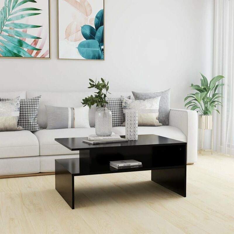 

Mesa de centro de aglomerado negro 90x60x42,5 cm