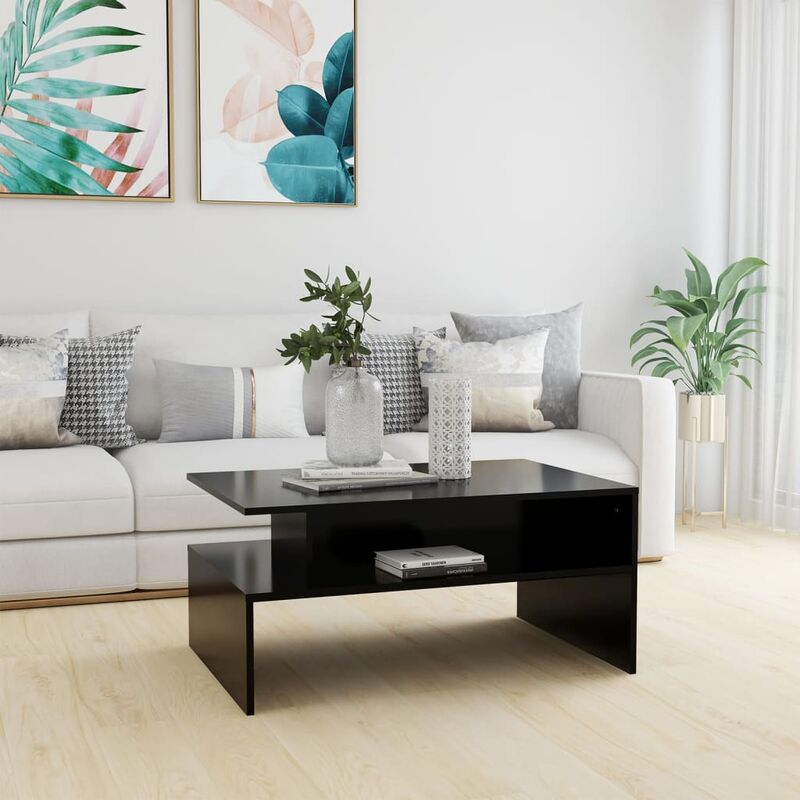 

Mesa de centro de aglomerado negro 90x60x42,5 cm