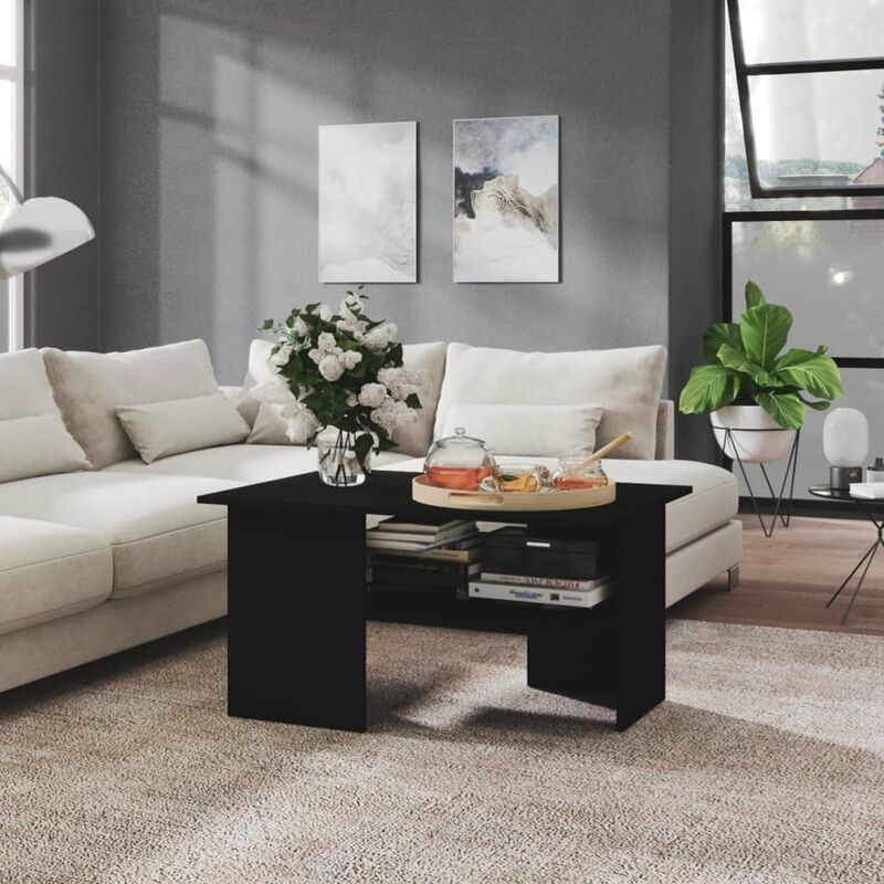 

Mesa de centro de aglomerado negro 90x60x46,5 cm