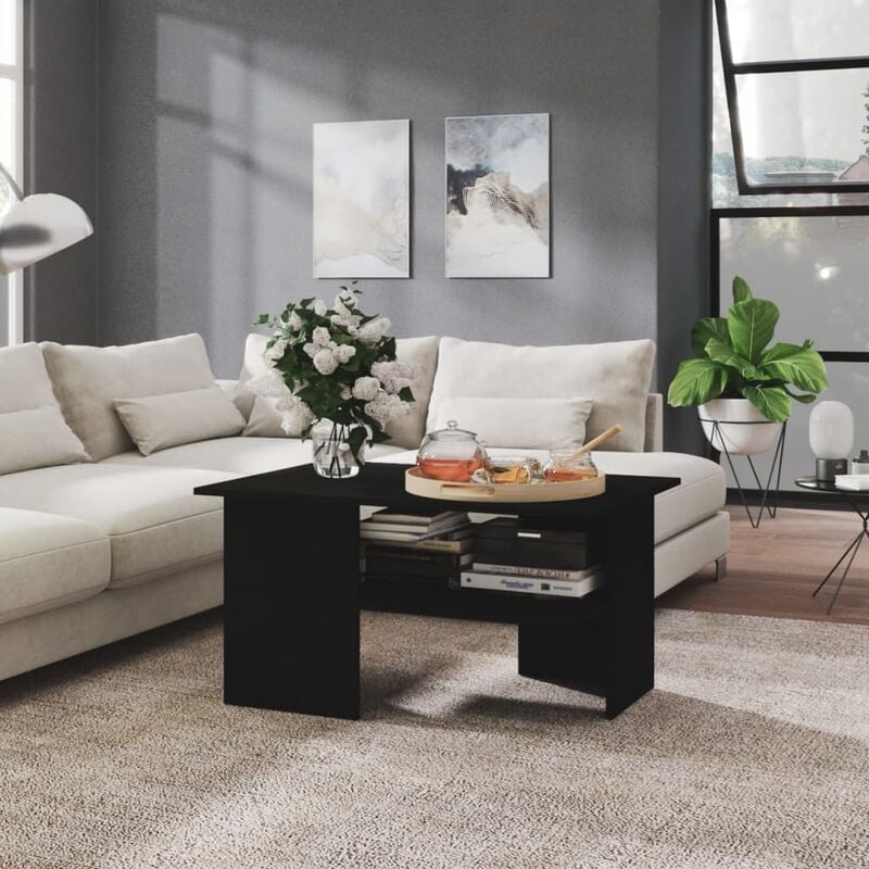 

Mesa de centro de aglomerado negro 90x60x46,5 cm