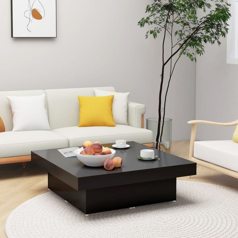 

Mesa de centro de aglomerado negro 90x90x28 cm