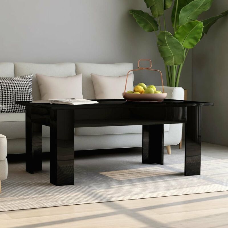

Mesa de centro de aglomerado negro brillante 100x60x42 cm