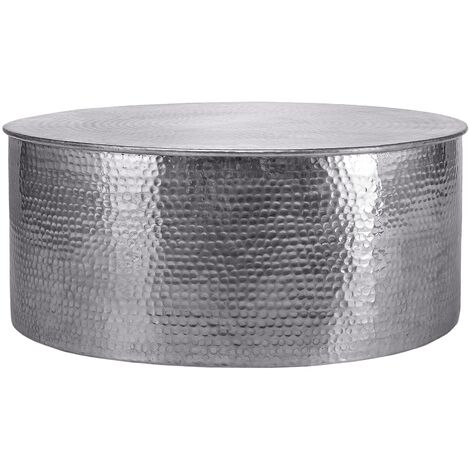 Mesa de centro de aluminio aspecto martillado Ø 76x32 cm plateado WOMO-DESIGN®
