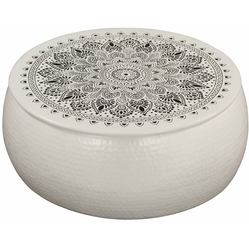 

Mesa de centro de aluminio martillado 70x30 cm blanco