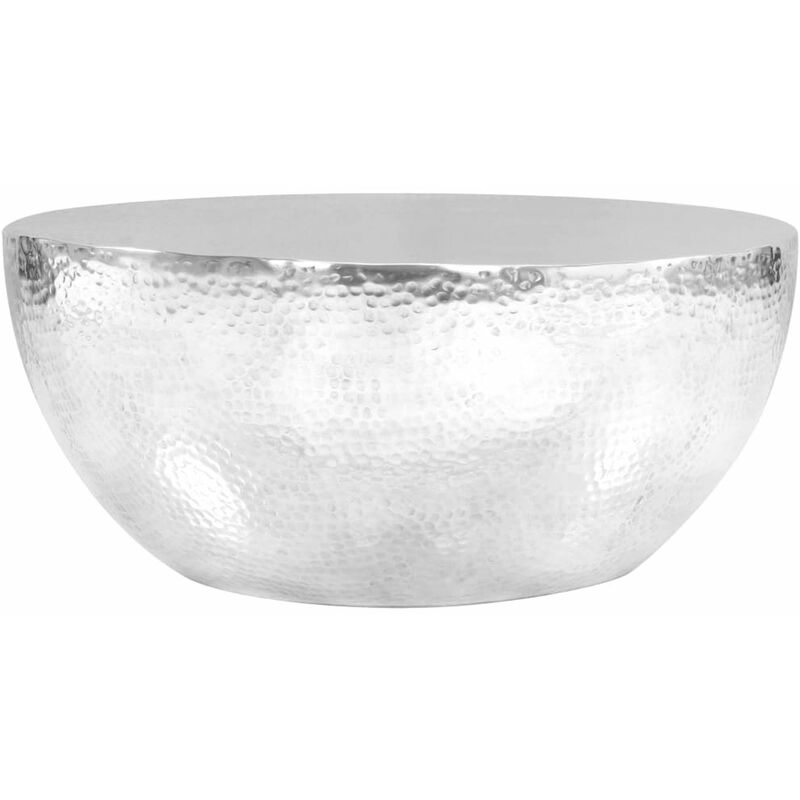 

Happyshopping - Mesa de centro de aluminio martillado 70x30 cm plateado