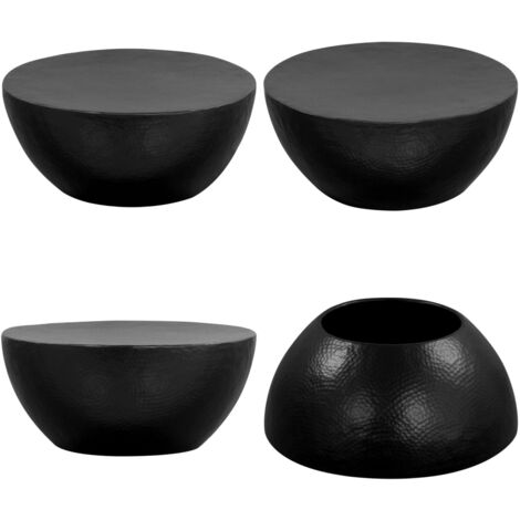 Mesa de centro de aluminio martillado negro 70x30 cm - Mesa auxiliar - Mesa de sofá