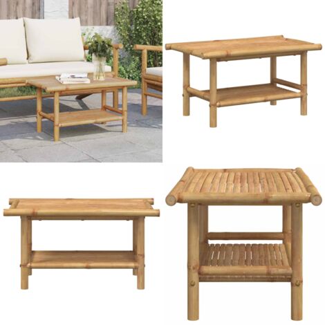 Mesa de centro de bambú 70x40x35 cm - Mesa de exterior - Mesa de salón