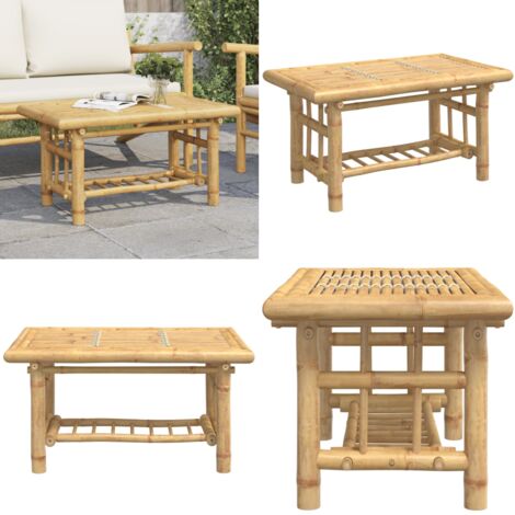 Mesa de centro de bambú 70x45x36 cm - Mesa de salón - Mesa de centro decorativa