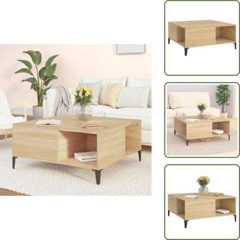 Mesa de centro de contrachapado - vidaXL Mesa de centro madera contrachapada roble Sonoma 80x80x36,5 cm - Mesa de centro de roble