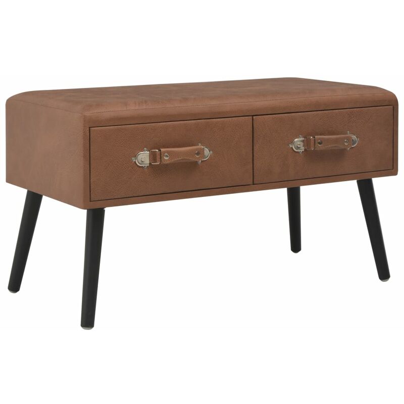 

Mesa de centro de cuero sintético marrón oscuro 80x40x46 cm - Marrón