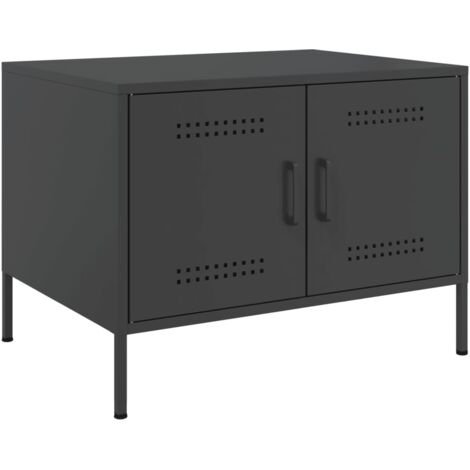 Mesa de centro de diseño industrial con espacio de almacenamiento 68 x 50 x 50,5 cm acero negro DEC039730