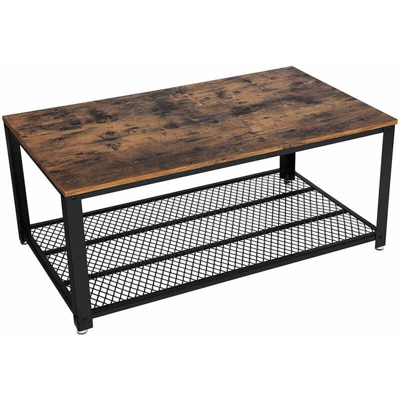 

Reddecoindoor - Mesa de centro de diseño industrial con gran tablero JACKY, patas ajustables, protección para el suelo, marco metálico - Estable