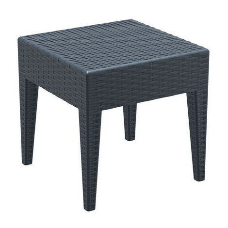Mesa de centro de jardín cuadrada impermeable en plástico gris oscuro 45x45x45 cm MDJ10026