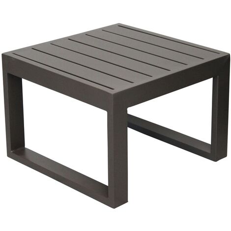 Mesa de centro de jardín de aluminio cuadrada color taupe 45x45cm mod. Cuba