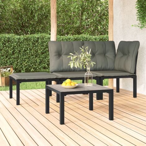Mesa de centro de jardín DPC y acero gris 55x55x31 cm
