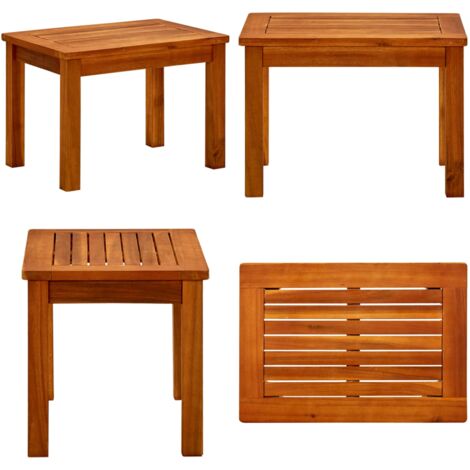 Mesa de centro de jardín madera maciza de acacia 50x35x36 cm - Mesa de centro - Madera maciza