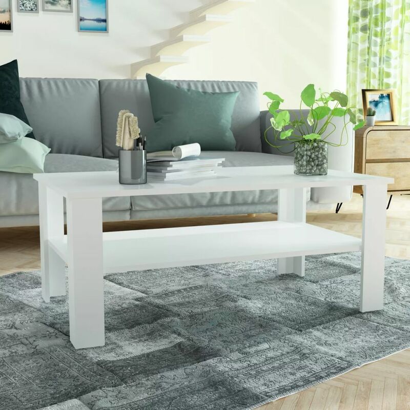 

Mesa de centro de madera aglomerada 100x59x42 cm blanca