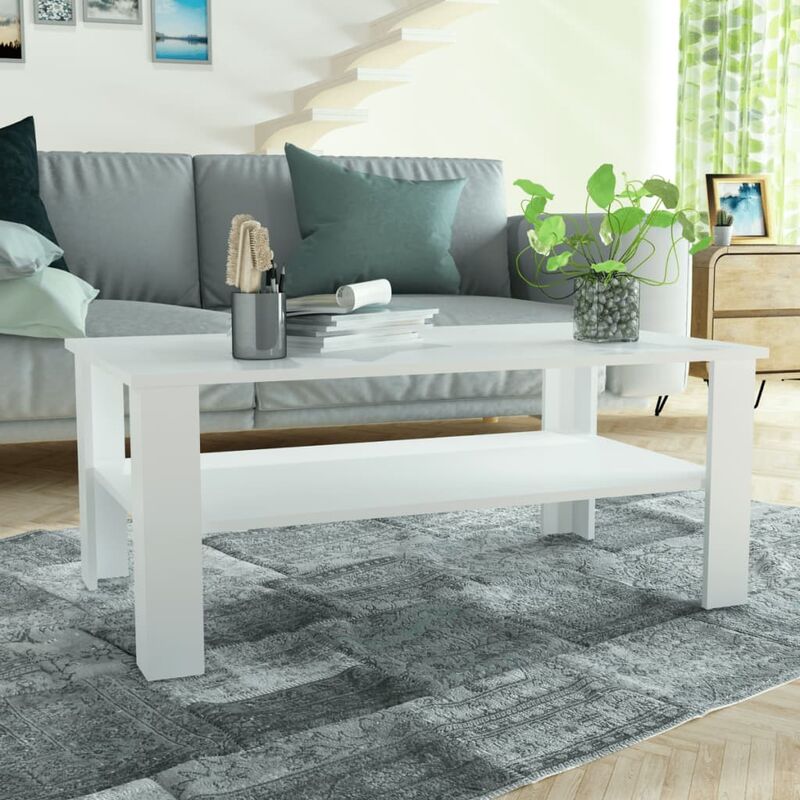 

Mesa de centro de madera aglomerada 100x59x42 cm blanca