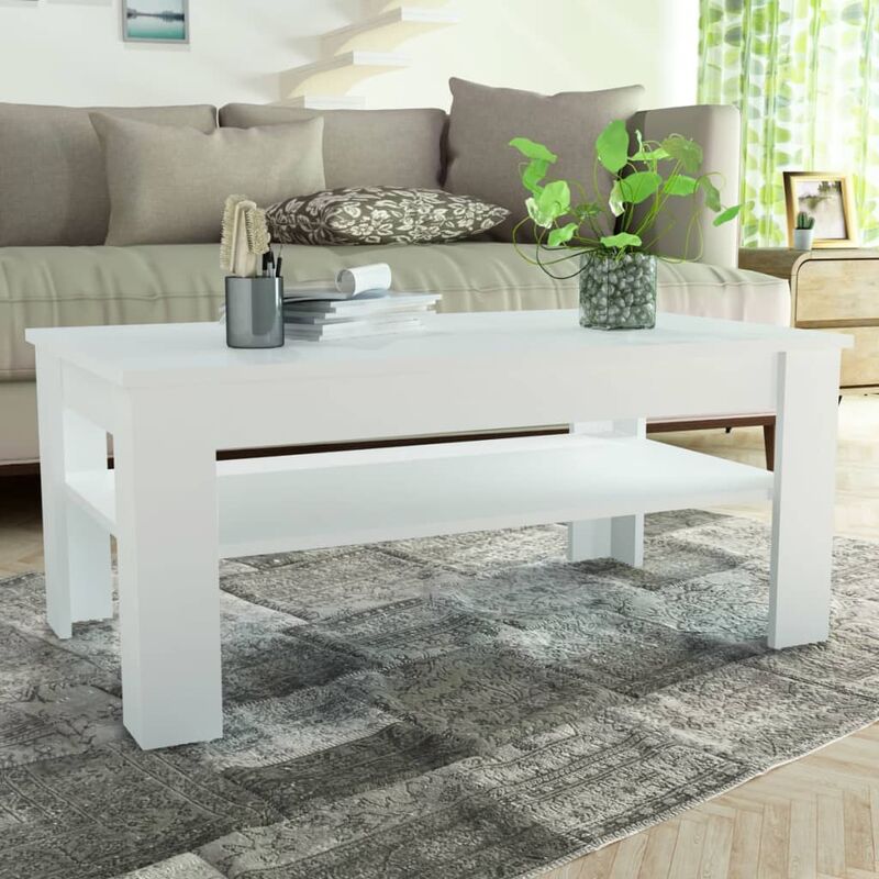 

Mesa de centro de madera aglomerada 110x65x48 cm blanca - Blanco