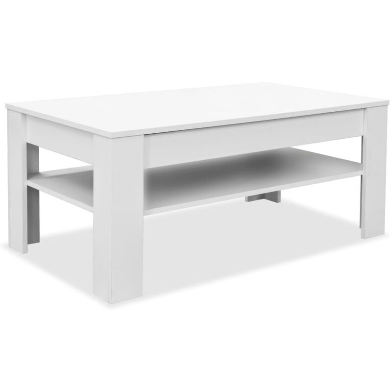 

vidaXL Mesa de centro de madera aglomerada 110x65x48 cm blanca - Blanco
