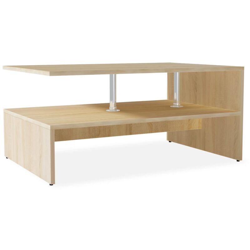 

vidaXL Mesa de centro de madera aglomerada 90x59x42cm color roble - Marrón