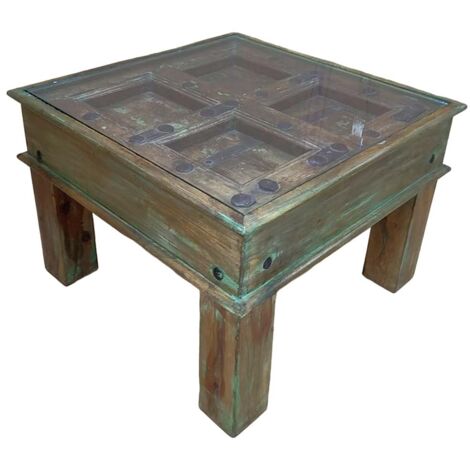 Mesa de centro de madera artesanal 62x67x45h cm