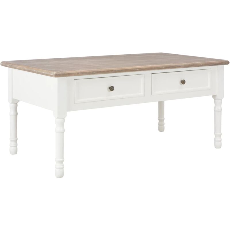 

Mesa de Centro de Madera 100x55x45 cm Blanco y Color Madera - Blanco - Vidaxl
