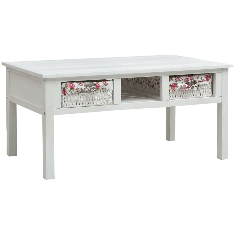 

Mesa de centro de madera blanco 99,5x60x48 cm