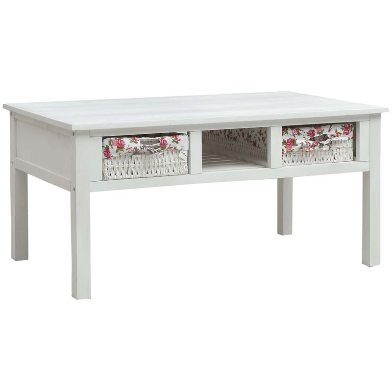 

Mesa de centro de madera blanco 99,5x60x48 cm - Blanco