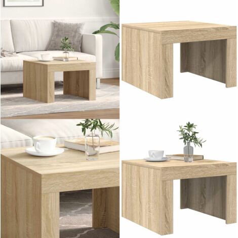 Mesa de centro de madera contrachapada color roble 50x50x35 cm - Mesa de salón - Mesa de madera contrachapada