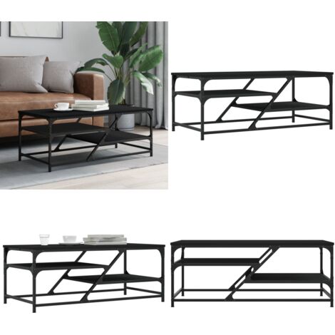 Mesa de centro de madera contrachapada negro 100x49x40 cm - Madera contrachapada - Mesa de salón