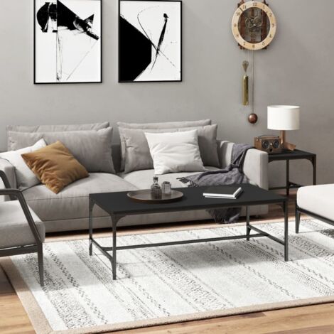 Mesa de centro de madera contrachapada negro 100x50x35 cm