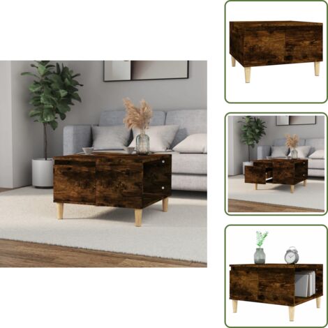 Mesa de centro de madera contrachapada - vidaXL Mesa de centro madera contrachapada roble ahumado 55x55x36,5 cm - Mesa de centro de eucalipto