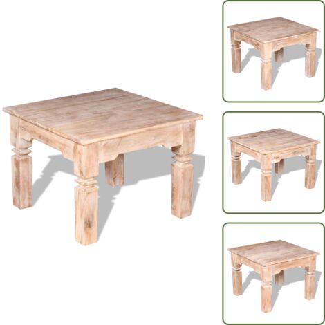 Mesa de centro de madera de acacia 60x60x45 cm
