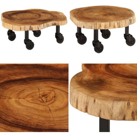 Mesa de centro de madera de acacia maciza 60x55x25 cm - Madera de acacia - Mesa de centro maciza