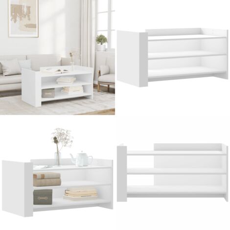 Mesa de centro de madera de ingeniería blanca 100x50x50 cm - Madera de ingeniería - Mesa de centro blanca