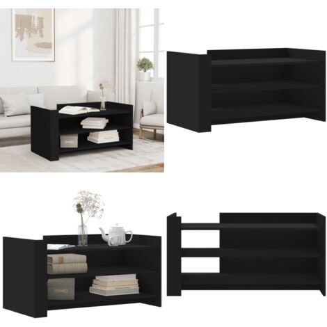 Mesa de centro de madera de ingeniería negra 100x50x50 cm - Madera de ingeniería - Mesa de centro negra