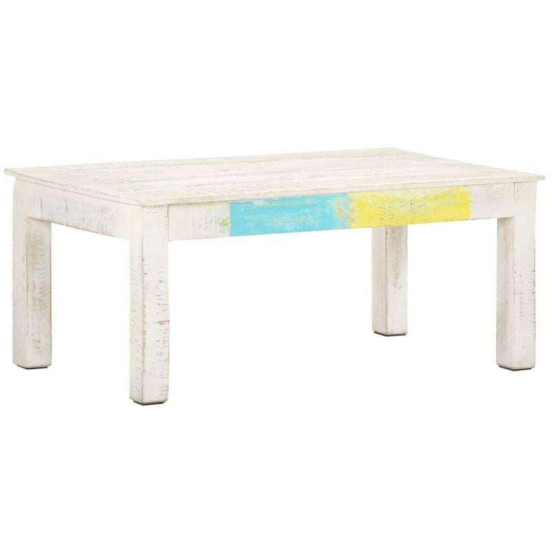 

Mesa de centro de madera de mango maciza blanca 110x60x45 cm