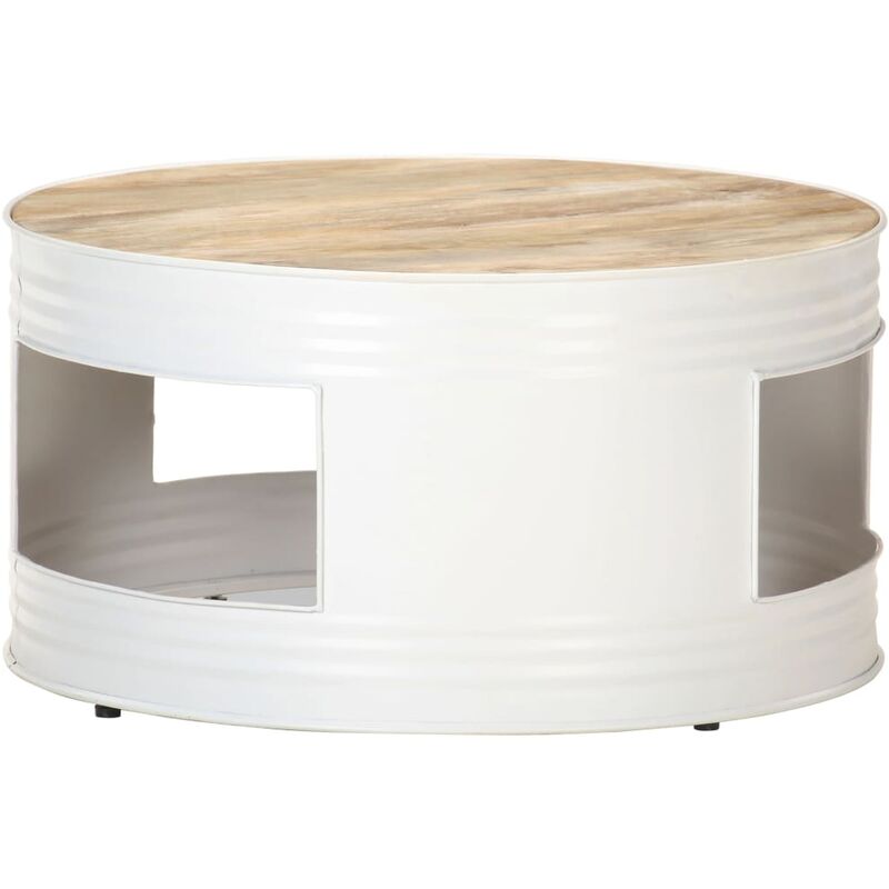 

Mesa de centro de madera de mango maciza blanca 68x68x36 cm