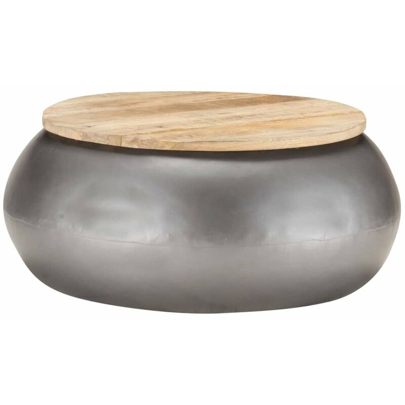 

Mesa de centro de madera de mango maciza gris 68x68x30 cm