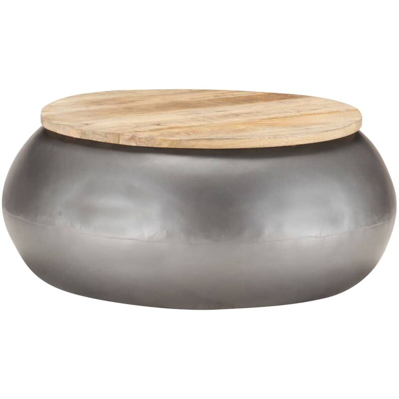 

Mesa de centro de madera de mango maciza gris 68x68x30 cm