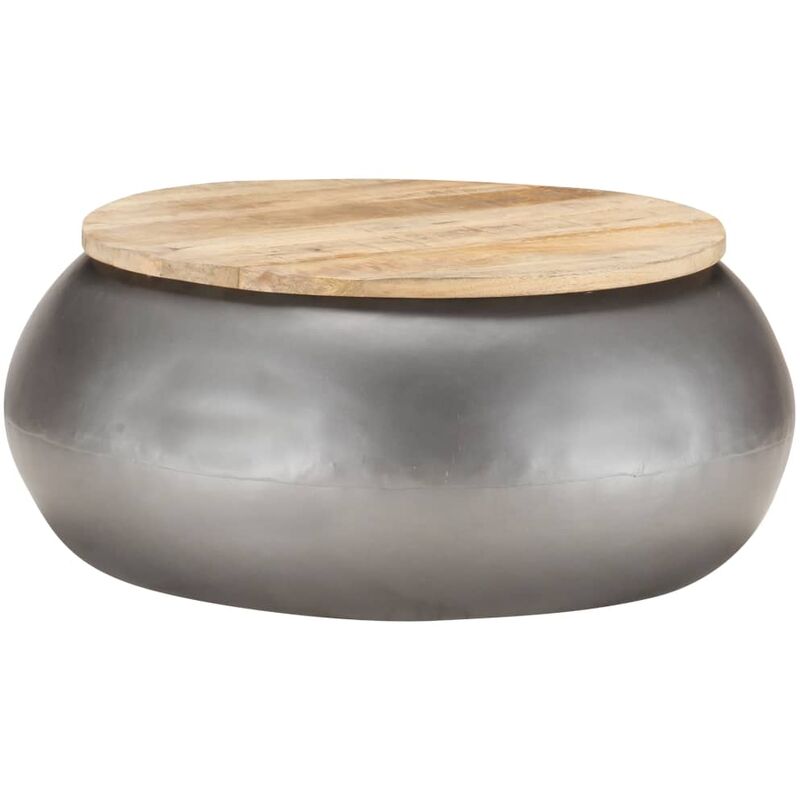 

Mesa de centro de madera de mango maciza gris 68x68x30 cm - Gris