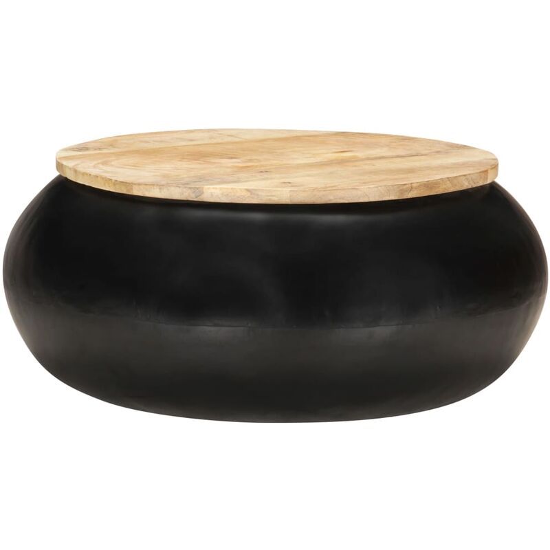 

Mesa de centro de madera de mango maciza negra 68x68x30 cm