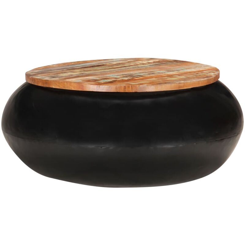 

Mesa de centro de madera 68x68x30 cm de maciza reciclada negra - Marrón - Vidaxl