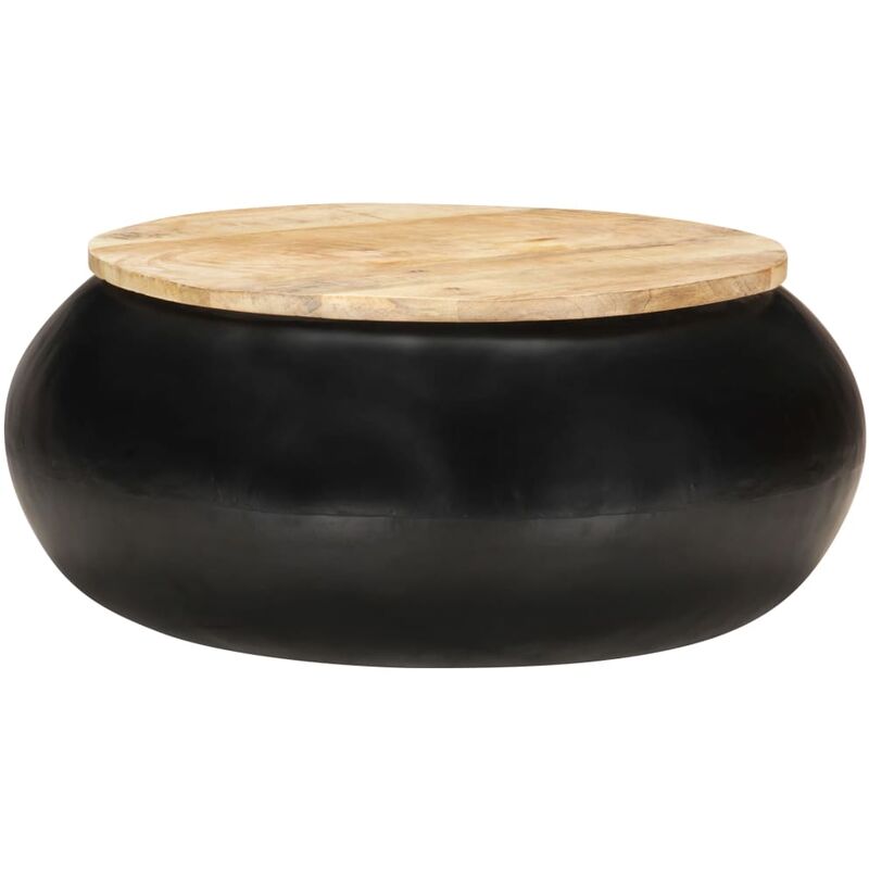 

Mesa de centro de madera 68x68x30 cm de mango maciza negra - Marrón - Vidaxl