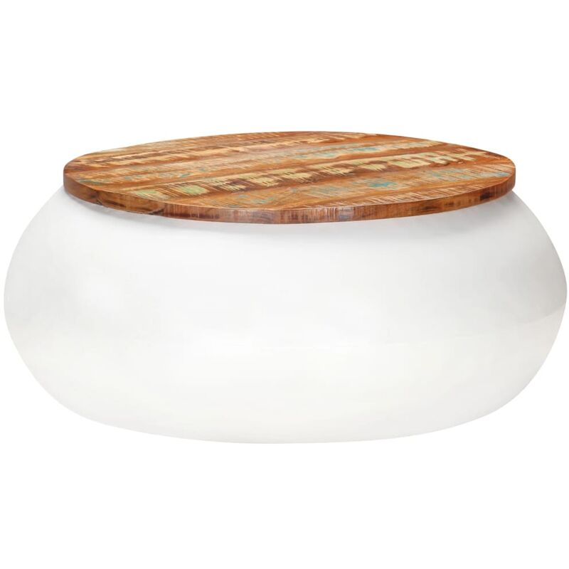 

Mesa de centro de madera 68x68x30 cm de maciza reciclada blanca - Marrón - Vidaxl