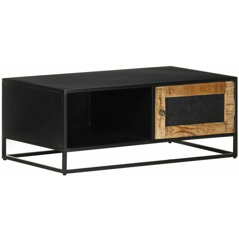 

Mesa de centro de madera de mango rugosa 90x50x35 cm