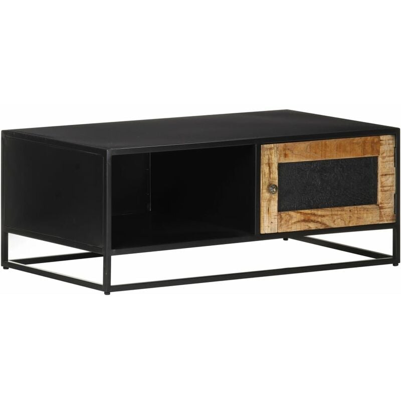 

Mesa de centro de madera de mango rugosa 90x50x35 cm